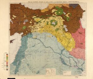 Pre-World War I British Ethnographical Map of eastern Turkey in Asia, Syria and western Persia (public domain